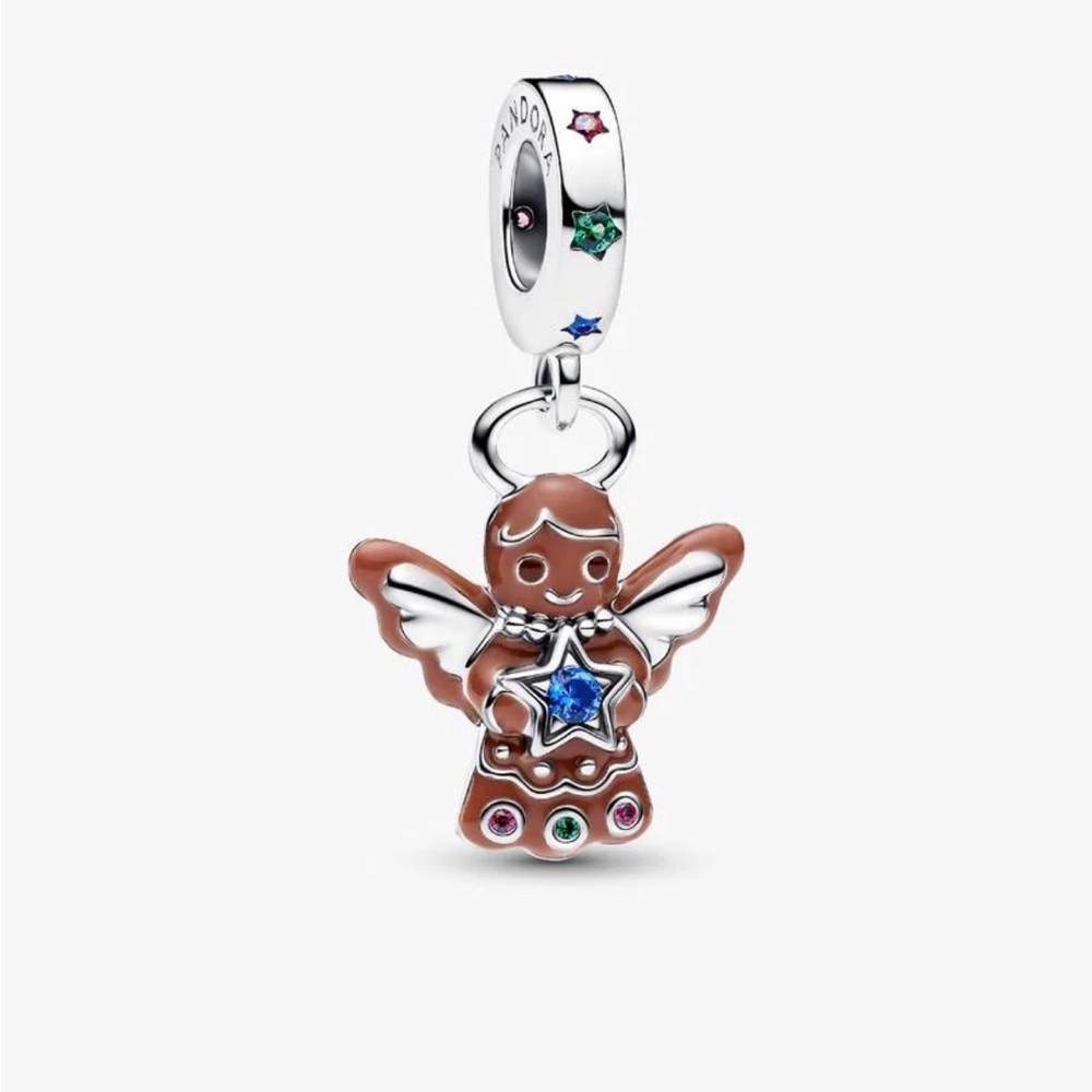 NWT Pandora Festive Gingerbread Angel Dangle Charm